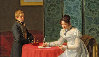 امرأة تكتب رسالة (تفاصيل 197807) بواسطة بيير دوفال ليكاموس